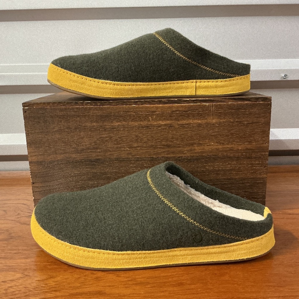 Olukai Men Hamani Hulu Shearling Wool Lined Comfort Mule Slipper H3 Size 11